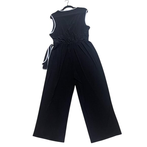 Tahari Black Jumpsuit with White Trim - Picture 2 of 8